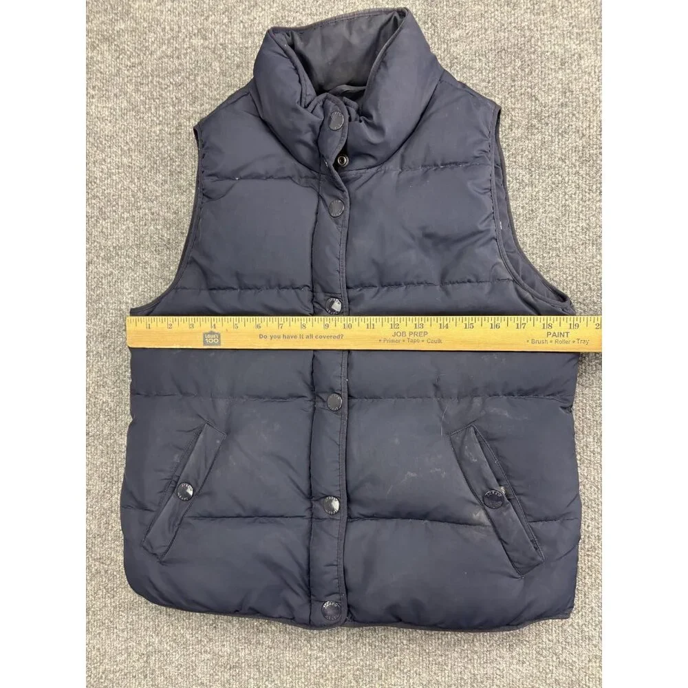 J.Crew Vest Womens S Blue Down Puffer Quilted‎ Snap Zip Pockets Insulated Warm